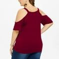 thumbnail image 3 of Brnmxoke Women Cold Shoulder Lace Tops Summer Short Sleeve Plus Size Tunic Shirts Casual Solid Color Loose Fitting Blouses Oversized Cutout T Shirt, 3 of 7