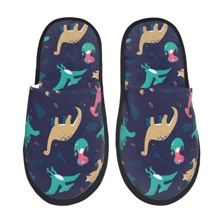 

House Slippers for Women and Men Dinosaur print L Comfy Fuzzy Bedroom Slippers Furry Home Shoes for Indoor Outdoor