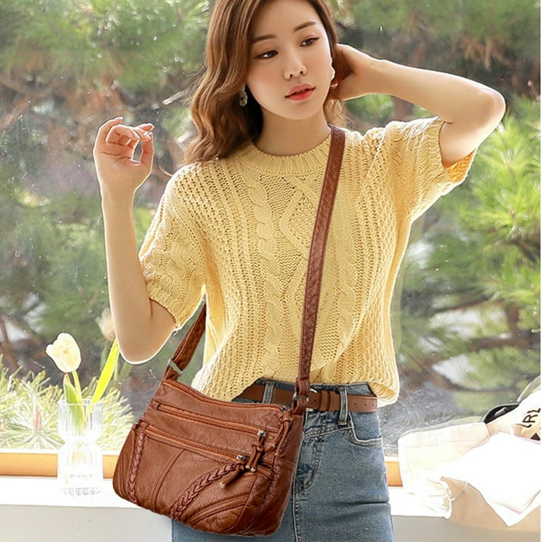 Women s Soft Leather Bag With Large Capacity Walmart