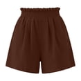 thumbnail image 7 of Zulora Women's Solid Color Shorts With Ruffled Waist And Pockets High Waisted Casual Elastic Waist Summer Beach Daily Shorts​, 7 of 7