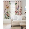 thumbnail image 2 of Pink Flowers Blackout Curtains 63 Inches Long, Spring Floral Butterfly Elegant Pastoral Botanical Thermal Insulated Black Out Curtains, Window Curtain for Bedroom Living Room 52"x63" 2 Panels, 2 of 9