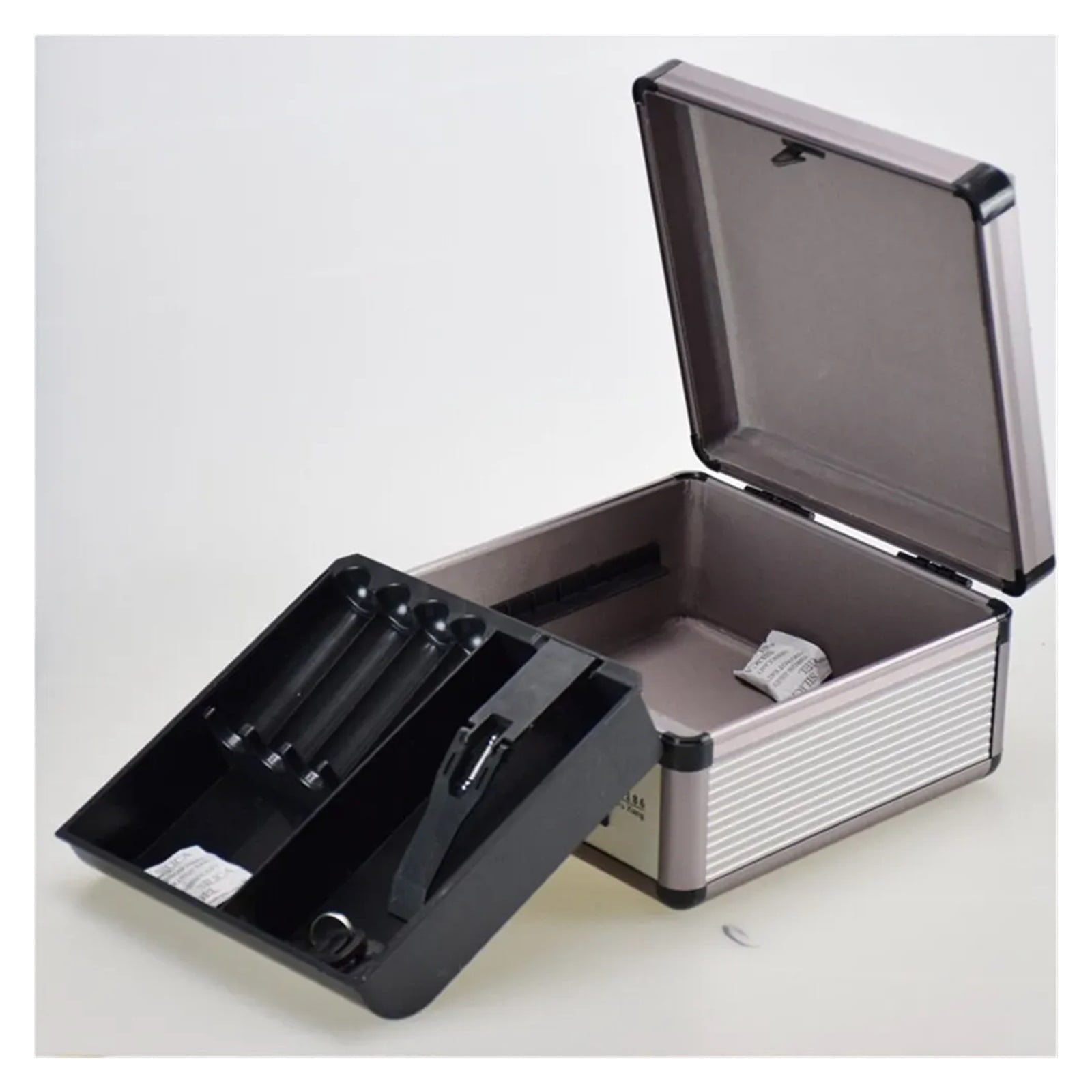 Portable Cash Register Safe Deposit Box Double Layer Metal Lock Box With Key Money Saving Organizer Safe Deposit Box ,Strong Construction