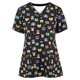 thumbnail image 2 of Puntoco Blusa de manga corta con cuello en V para mujer, estampado de uniforme de trabajo con bolsillos Puntoco Puntoco-3210, 2 of 6