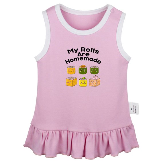 My Rolls Are Homemade Funny Dresses For Baby, Newborn Babies Skirts, Infant Princess Dress, 0-24M Kids Graphic Clothes (Pink Sleeveless Dresses, 6-12 Months)