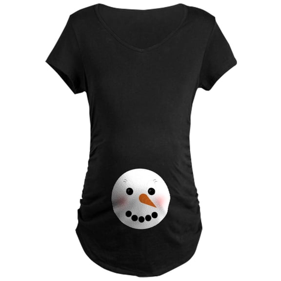 CafePress - Snowman Belly Maternity T Shirt - Maternity Dark T-Shirt