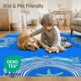 thumbnail image 4 of ODIKA 8'x10' Washable Area Rug Durable, Non-Slip Starfish Ocean Nautical Seashell Wave Stripe Bathroom Seafoam for Living Room, Under Sectional, Family Room, 4 of 7