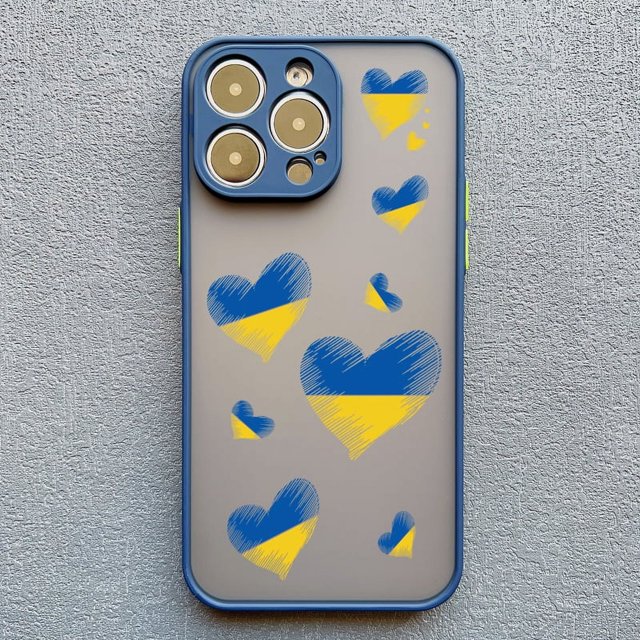 Ukraine Map Flag Love Heart Pattern Phone Case For iphone 15 14 11 12 13 Pro Max Mini X XS XR 7 8 Plus SE2 Blue Shockproof Cover blue Ukraine 4 for iphone 15