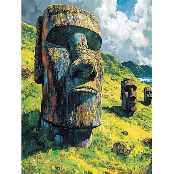 Easter Island Moai Statue Canvas Print/Wall Art,Suitable for Living Room,Office,Study,Hotel Decoration