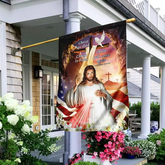 Christ Has Died Christ Is Risen Christ Will Come Again Flag - Garden Flag (11.5" x 17.5")