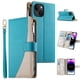 thumbnail image 1 of Funda cartera GANGXUN para iPhone 13 , cuero PU con tarjetero, cremallera, correa de mano, soporte y protección 792°, 1 of 6