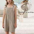 thumbnail image 3 of Ruyang Girls Cotton Linen Shortalls Adjustable Tie-Up Strap Short Jumpsuits Wide Leg Rompers Cute Overalls Trendy Shortalls, 3 of 8