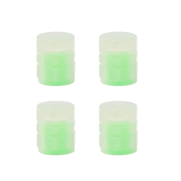 4 tapones para válvulas de neumáticos de coche fluorescentes que brillan en la oscuridad. Verde