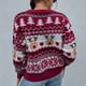 thumbnail image 4 of Suéter de cuello redondo de punto rojo para otoño e invierno, talla S, suéter de mujer con mensaje navideño, 4 of 7