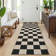 thumbnail image 3 of Garvee 2x6 Modern Checkered Runner Rug Washable Rugs, Soft Non Slip Non Shedding Carpet Indoor Printed Accent Rug for Hallway Kitchen Laundry Bedroom，Black and Camel, 3 of 8