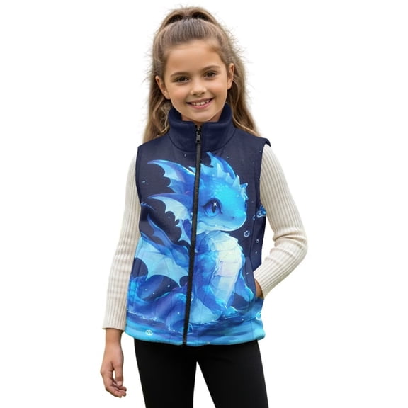Pzuqiu Dragon Boys Sleeveless Vests Size 2 Fall Winter Clothes Versatile Warm Zipper Winter Sleeveless Jacket with Pockets Wind Proof Fall Outfits Fashion Clothing for Boys