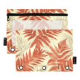 thumbnail image 2 of 2 Pack Pencil Pouch for 3 Ring Binder Smooth Zipper Folders with Pockets Clear Window Pencil Case Fern Leaves, 2 of 6