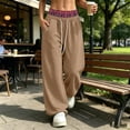 thumbnail image 5 of Hvogkswy Wide Leg Sweatpants Women Elastic Drawstring High Waisted Pants Plaid Lining Casual Workout Jogging Pants with Pockets, 5 of 8