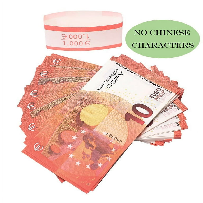 Ruvince Movie Prop Money Euro Bills Realistic, Full Print 2 Sided Play  Money for Kids, Party and Movie Props, Fake British Note Pranks for Adults