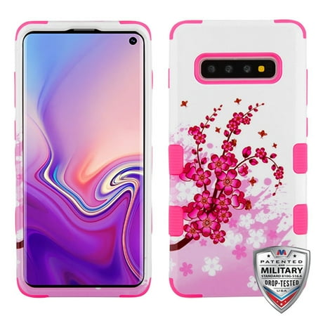 Sakura Spring - Samsung Galaxy S10 Phone Case Tuff Hybrid Shockproof Impact Rugged Rubber Dual Layer Hard Soft TPU Protective Hard Cover Rubberized Pink Spring Flowers Sakura Case for Samsung Galaxy S10 (6.1 inch)