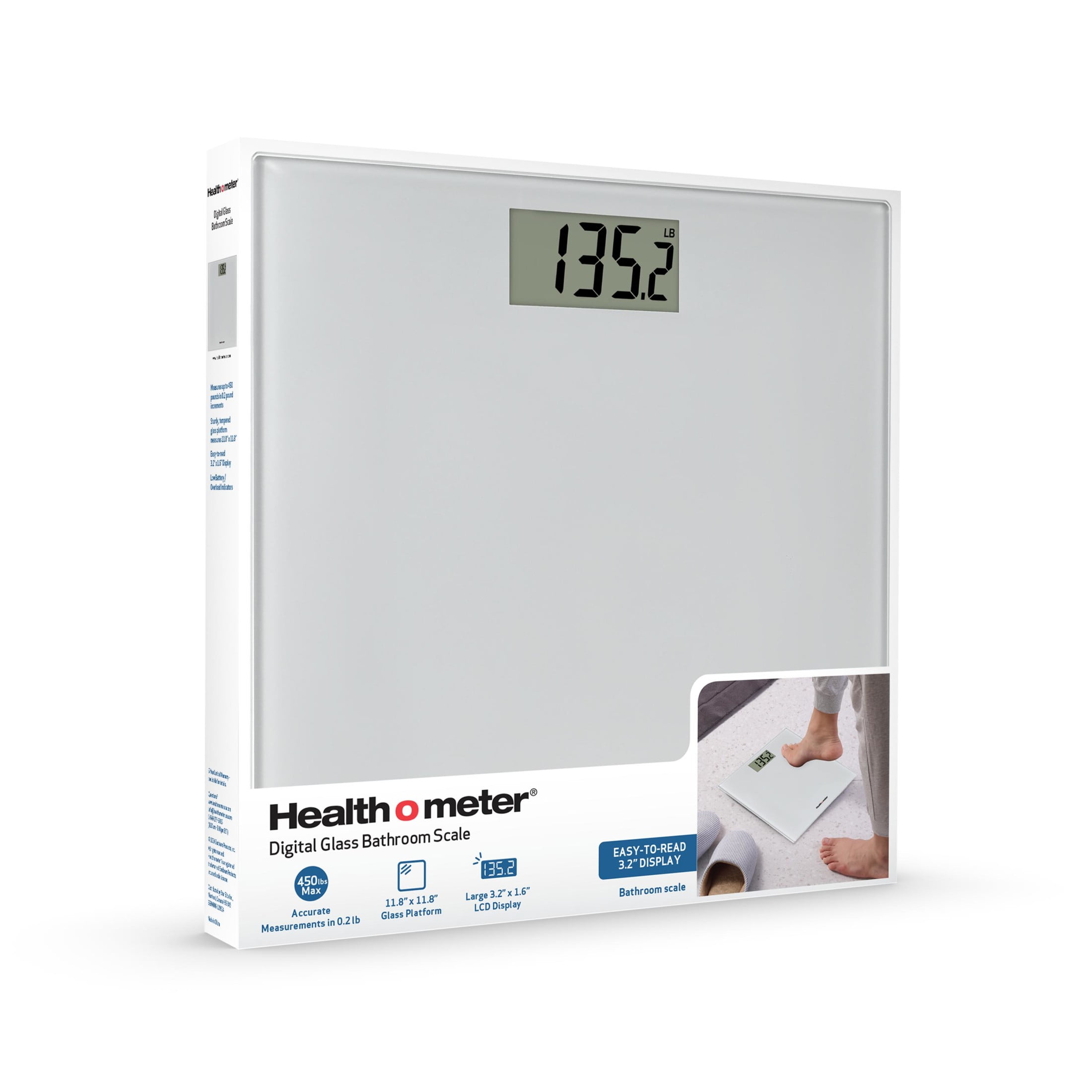 Health o meter Compact Glass Scale, 450 lb Capacity, Accurate Weight, LCD Display