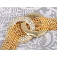 thumbnail image 2 of Vintage Boho Gold Toned Circle Rings Clear Rhinestone Thin Multi Chain Tassel Necklace, 2 of 5