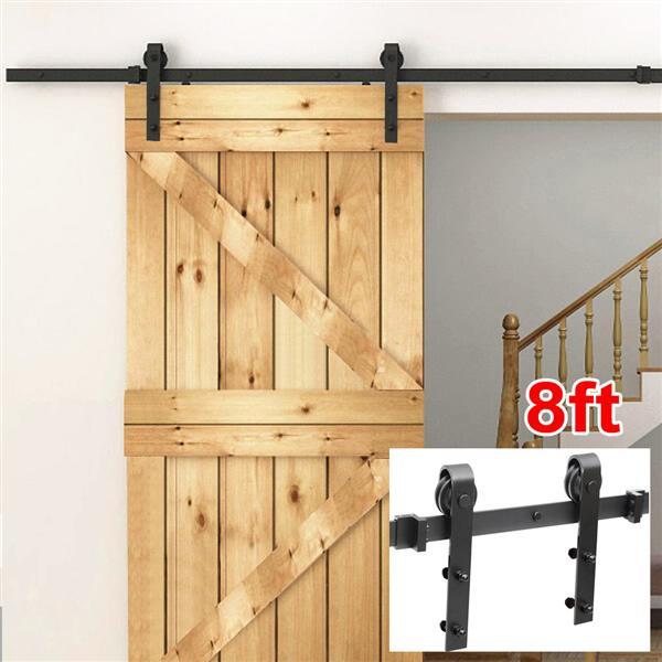 Yaheetech 8Ft Barn Door Kit Hanger Rail Track Set Sliding Wood Door