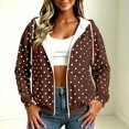 thumbnail image 3 of Lutiedan Womens Oversized Zip Up Polka Dot Hoodies Long Sleeve Hooded Sweatshirts Casual Fleece Lined Sweatshirts S-XXL, 3 of 8
