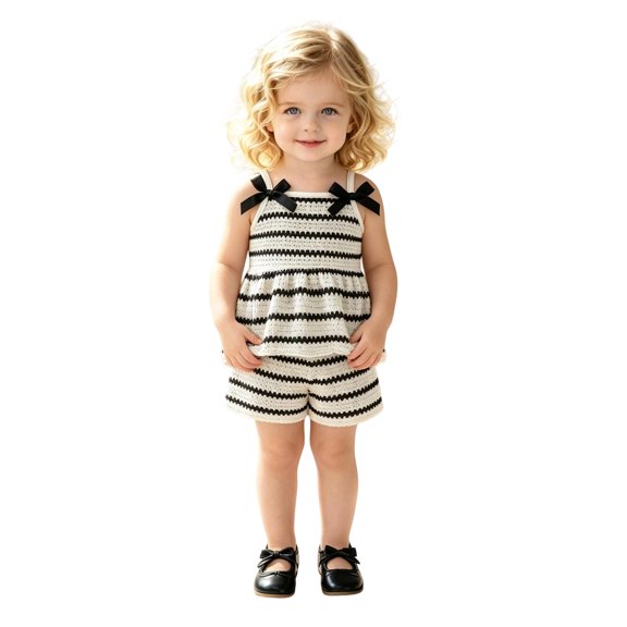 HAYIMI Girls Striped Tops And Shorts Summer Casual Two Piece Outfit Sets Toddler Kids Fashion Beachwear Stylish Clothes Sets