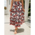 thumbnail image 4 of jinghuiyue Women’s Summer Boho Floral Printed Elastic High Waist Maxi Skirt Flowy Swing Casual A Line Beach Long Skirts S, 4 of 8