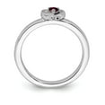 thumbnail image 2 of 925 Sterling Silver Stackable Expressions Created Ruby Heart Ring Size: 10; for Adults and Teens; for Women and Men, 2 of 5