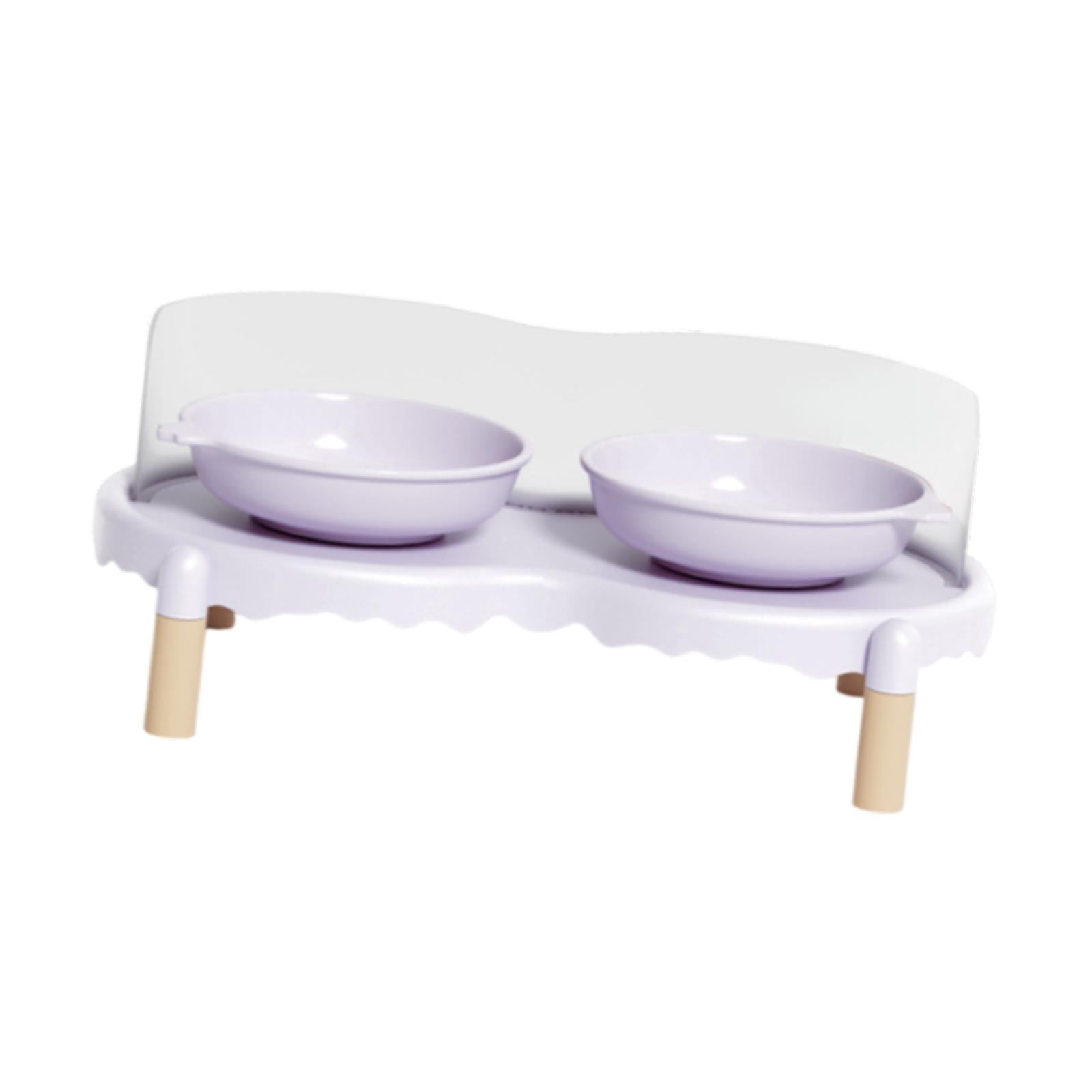 CarpNettore Ceramic Elevated Cat Bowls with Non Slip Stand Raised Feeding Station Raised Cat Purple