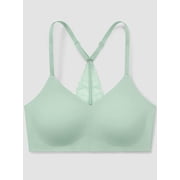 True & Co Womens Lace Racerback Adjustable Strap Bralette Bra, Jadeite, Large US