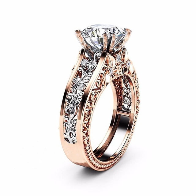 Anillo HUOGUO Fashion para mujer con separación de colores en oro rosa