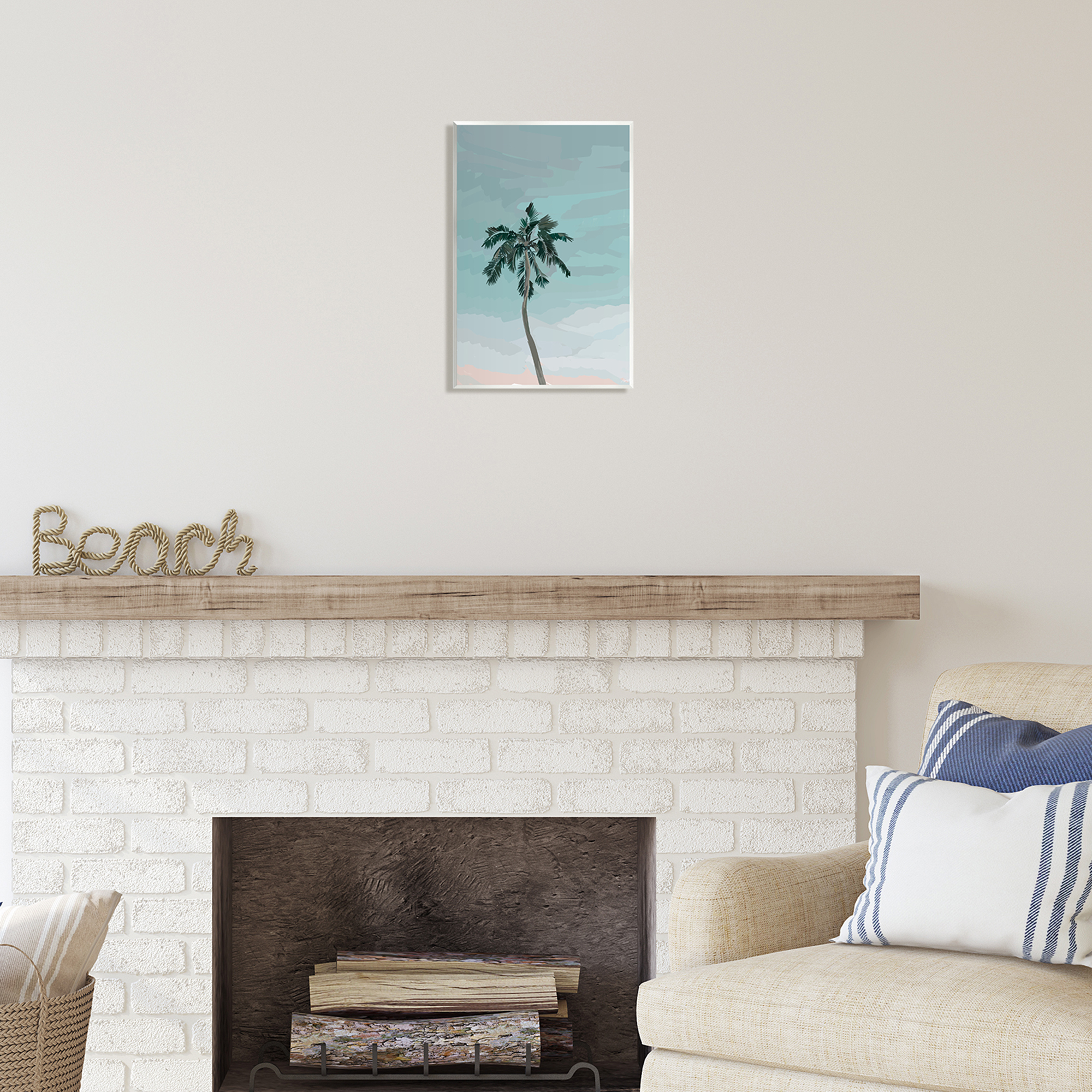 Stupell Industries Tropical Palm Tree Sky Botanical & Floral Painting Unframed Art Print Wall Art, 10 x 15