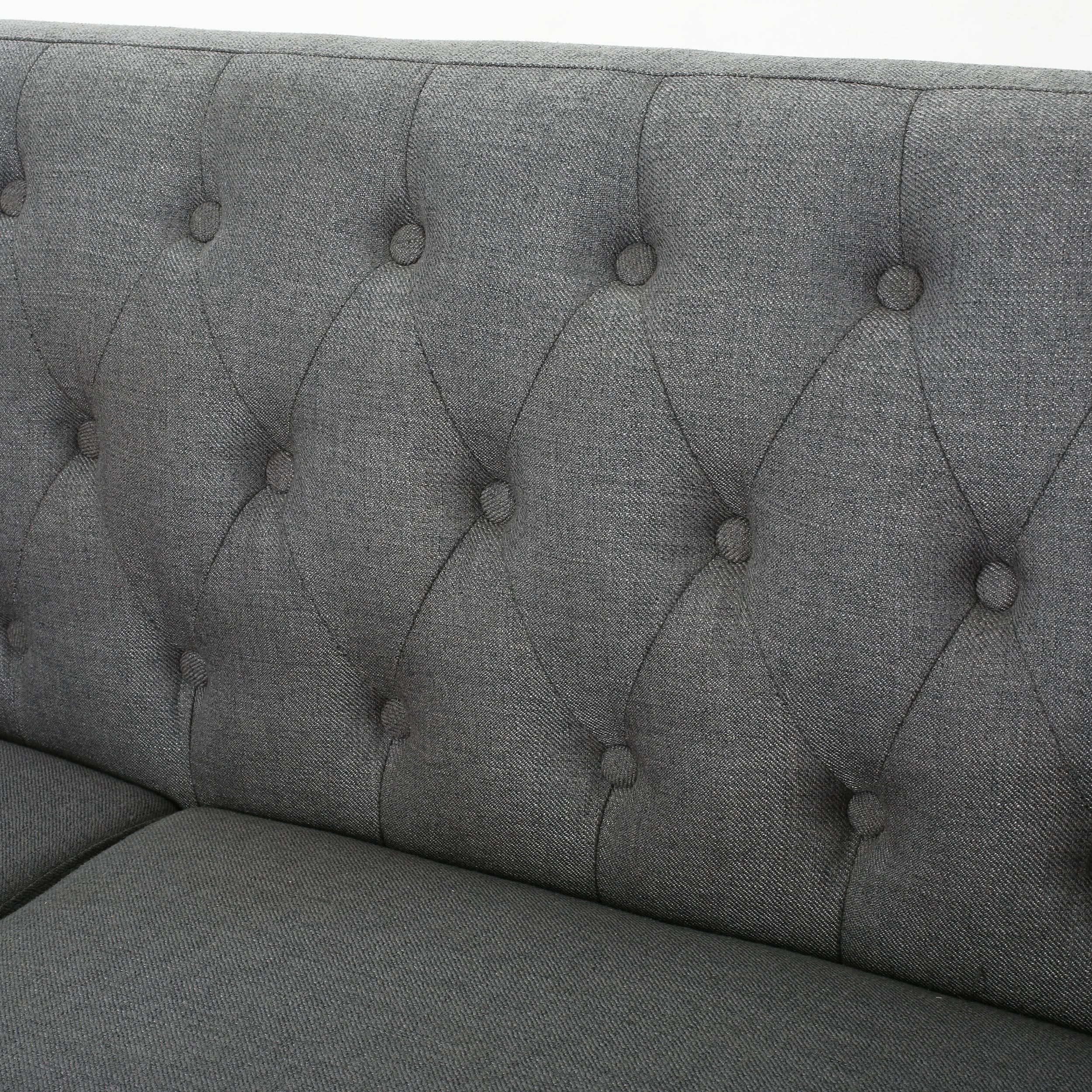 GDF Studio Eunice Petite Mid Century Modern Tufted Fabric Loveseat, Dark Grey - image 5 of 9