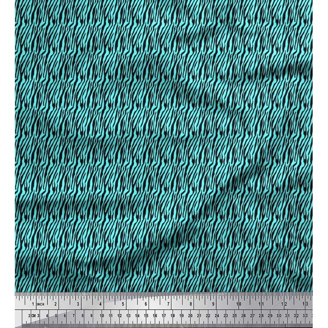 Soimoi Blue Modal Satin Fabric Wild Animal Skin Small Decor Fabric Printed BTY 42 Inch Wide