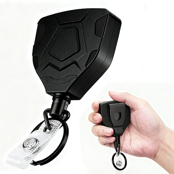 Emlimny Heavy Duty Retractable Badge Holder Reel Keychain with Belt Clip, ID Badge Reel Key Chain, Badge Holder with 31.5' Steel Cord and Key Ring, Maximum Load-Bearing Capacity 9.0oz