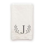"J" Monogram - 100% Cotton Decorative Tea Towel Flour Sack Gift for Kitchen