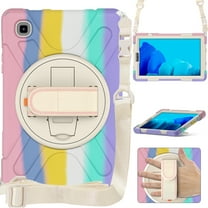 Allytech Case for Samsung Galaxy Tab A7 Lite 8.7" 2021, SM-T220/SM-T225/T225N-T225C Cover for Kids Toddlers Children, Rugged Shockproof Kickstand Case with Hand Strp/Shoulder Strap, Rainbow Pink
