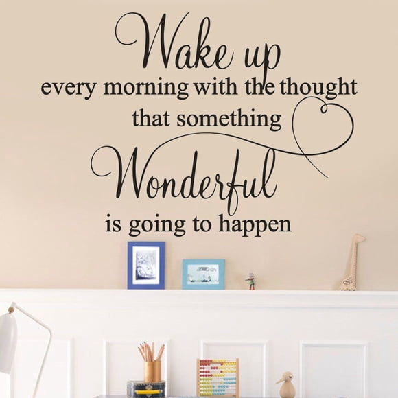 TIELUTT Wake up Every Morning Removable Art Mural Home Room Wall Family Decals for Walls Peel and Stick Name Sticker for Wall Stick on Wall Arch Text Message Wall Sticker Affirmation Wall Stickers