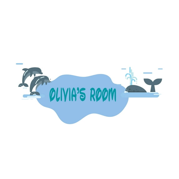 Custom Name Wall Decal - Ocean Themed Vinyl Wall Decal - Personalized Name Wall Stickers for Kids Room Bedroom - Self Adhesive Custom Wall Sticker - Size : 40" x 16".