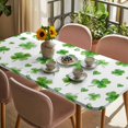 thumbnail image 3 of St. Patrick's Day Table Cloths for 3 Foot Rectangle Tables, Watercolor Lucky Clovers Green Patio Waterproof Elastic Fitted Tablecloths, Washable Rectangular Table Cover for Camping, 3 of 8
