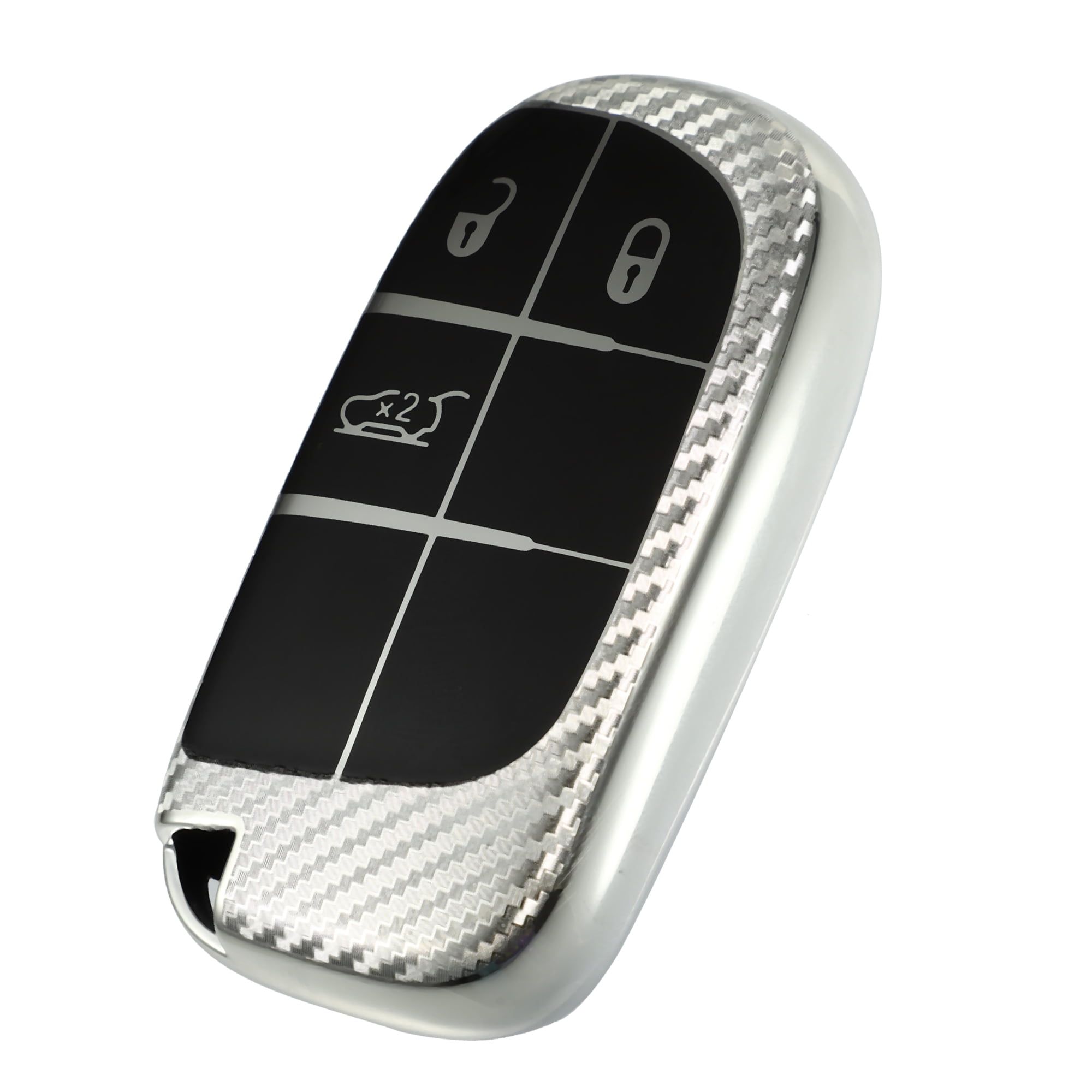Unique Bargains TPU Button Keyless Entry Remote Cover Fit for Dodge  Challenger Carbon Fiber Pattern Silver Tone
