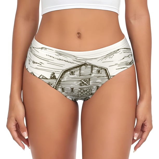 Fotbe Horses Grazing On Meadow Calzones Estampados para Mujer – Ropa Interior de Algodón, Cómoda, Suave y Elástica-Large
