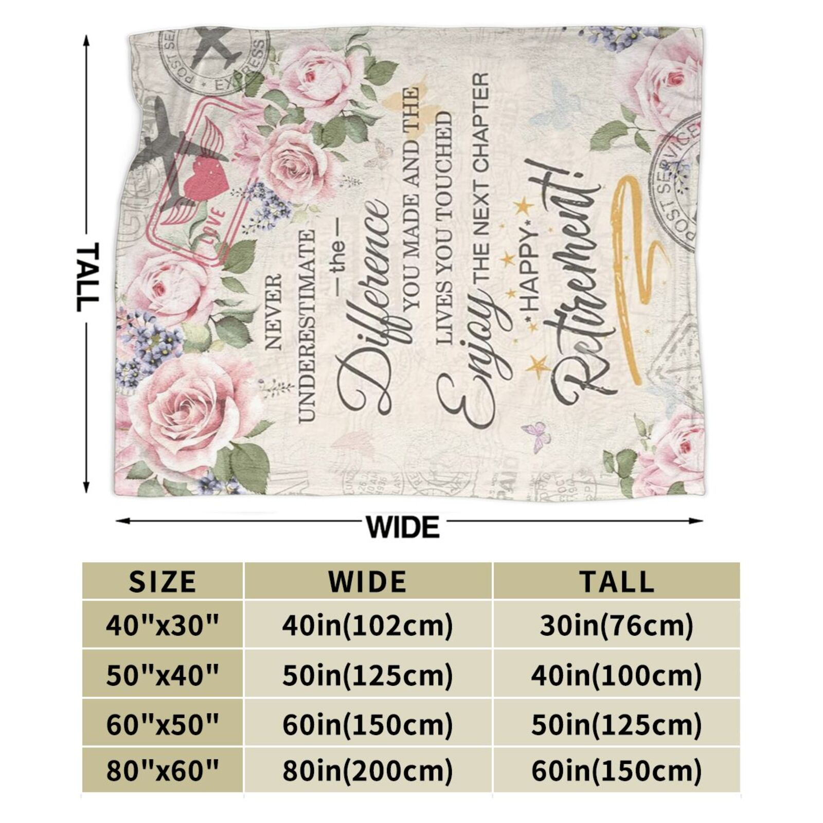 Wijzvio Retirement Gifts For Women Throw Blanket Soft Fuzzy Fleece Blanket For Couch Bed Living Room Decoration 50"X40"