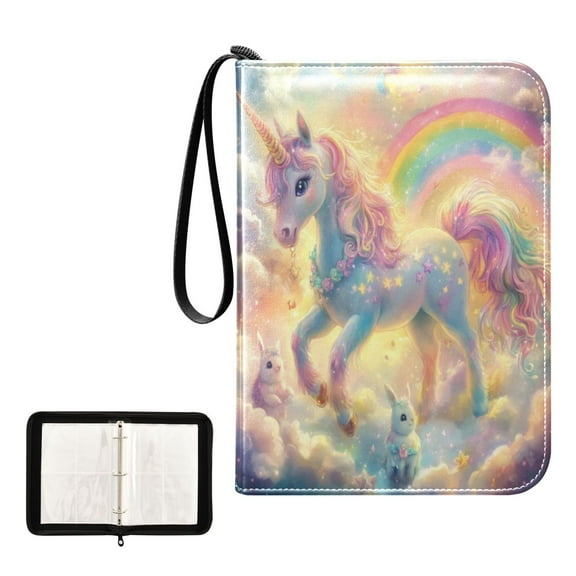 400 Pockets Trading Cards Album,Card Binder 4-Pocket, Cards Collector Album Holder Fits 400 Cards with 50 Removable Sheets Beautiful Unicorn