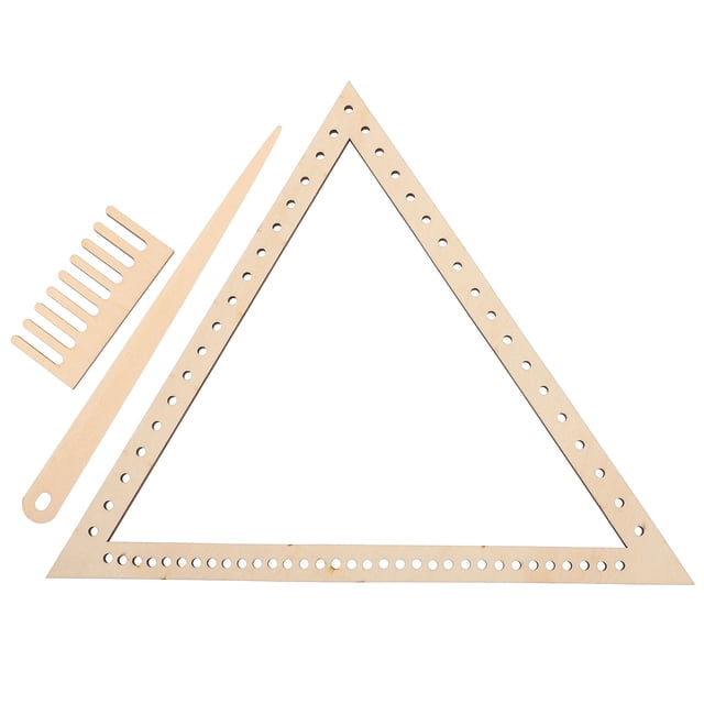 Phenofice Weaving Tool Kit 2Pcs Craft Weaving Triangle for Children Beginners in Beige Wood Material
