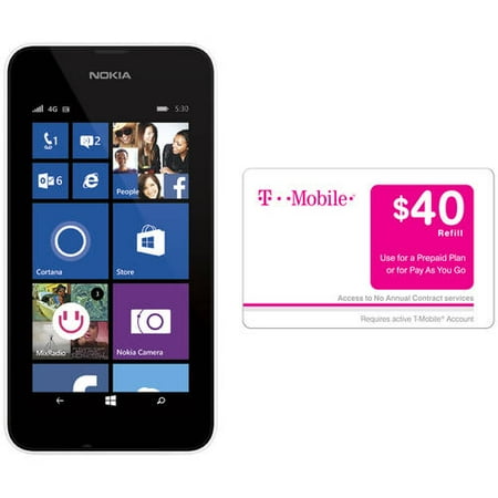 T-Mobile Nokia Lumia 530 Prepaid Smartphone w/ Bonus $40 Wireless Airtime Card