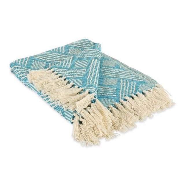 Design Imports CAMZ11759 Jeté Couverture Tressé Panier Sarcelle