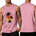 thumbnail image 2 of Yifymode Hawaiian Mens Sleeveless Tank Tops Graphic Palm Tree Casual Shirt Summer Beach Gym Muscle Workout Tops,Pink M, 2 of 4